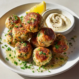Almôndegas de peixe com maionese de alho