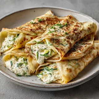 Crepes salgados com ricota e curgete
