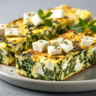 Frittata de espinafres e queijo feta no forno